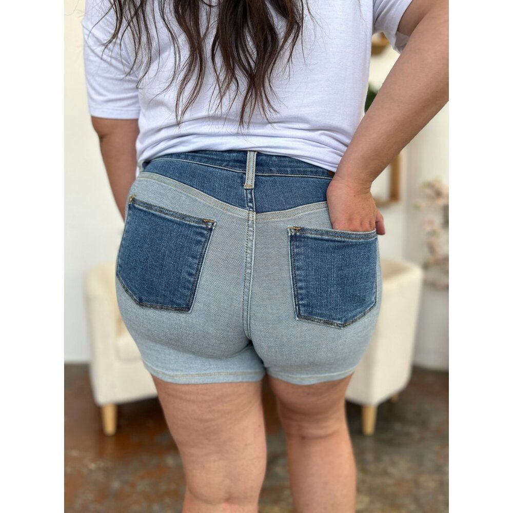 NWT Judy Blue Color Block Denim Shorts, Sizes S - 3X - Picture 10 of 11